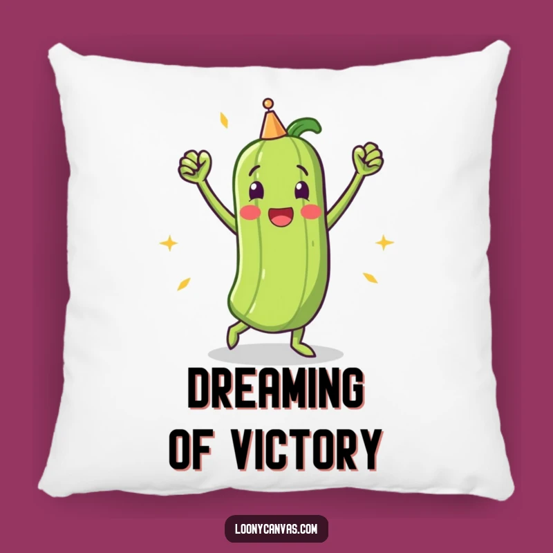Funny Triumphant Pickle Victory Dance Pillow: Snuggle with Success