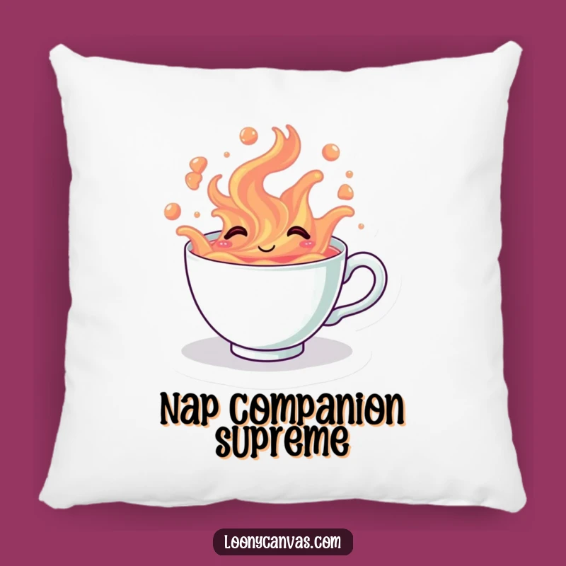 Funny Kawaii Giggling Teacup Pillow - Cozy Tea Overflow Cushion, Cute Humorous Gift