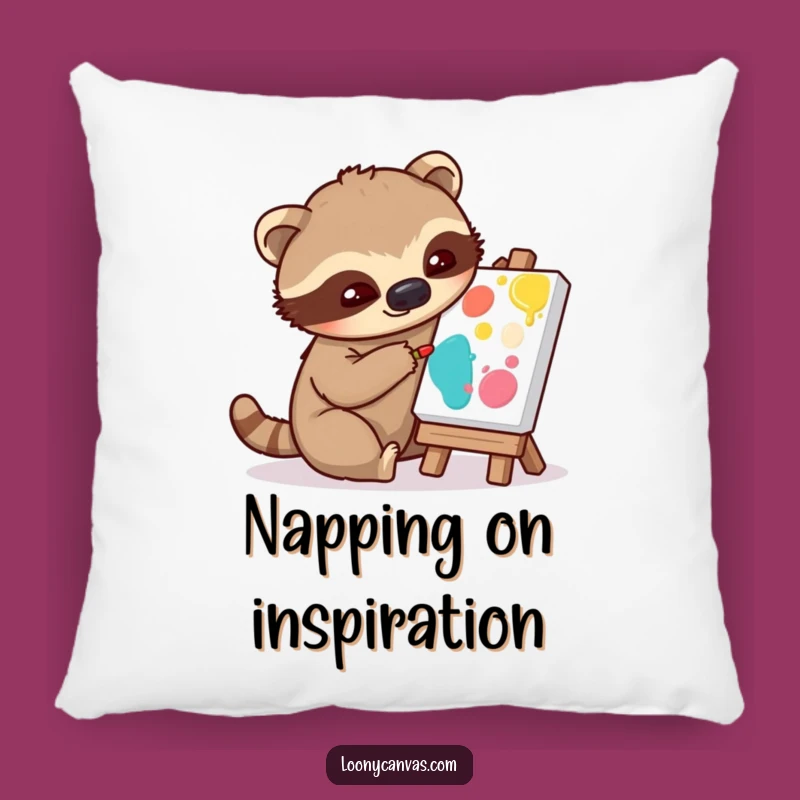 Funny Sloth Pillow: Cozy Up With A Patient Painter - Comforting Funny Gift!