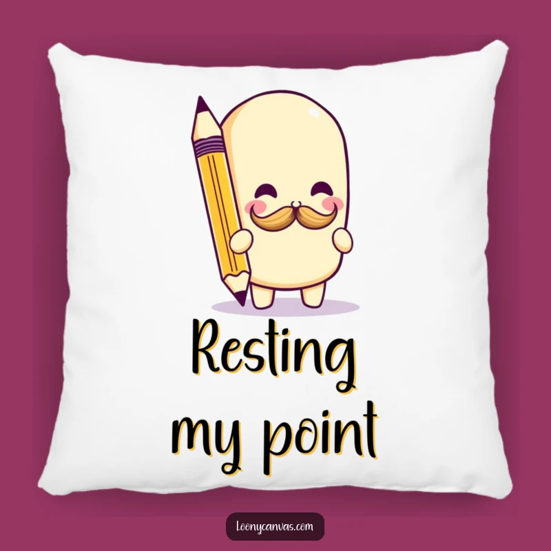Funny Kawaii Pencil Mustache Pillow: Cozy Doodle Art Accent for Playful Spaces