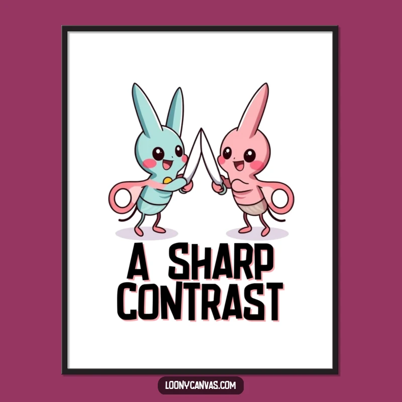 Funny Scissors Duel Digital Art, Instant Playful Combat Decor