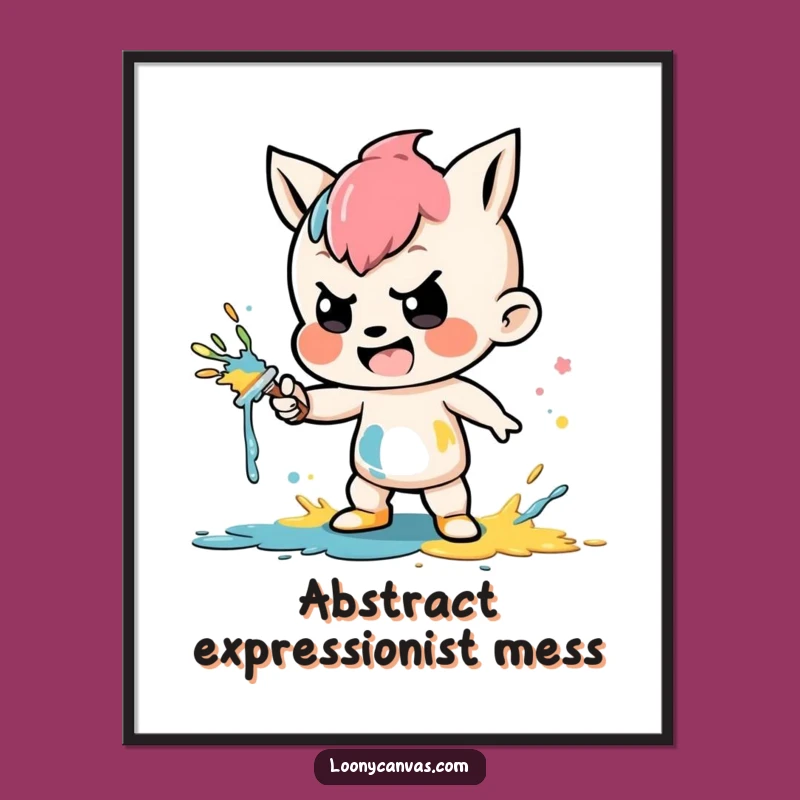 Funny Digital Art: Mischievous Paint Splatter Print, Vibrant Wall Art Funny Gift