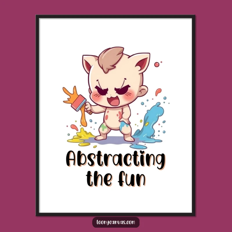 Funny Digital Art Print: Mischievous Painter Character Splatter Art Decor Gift
