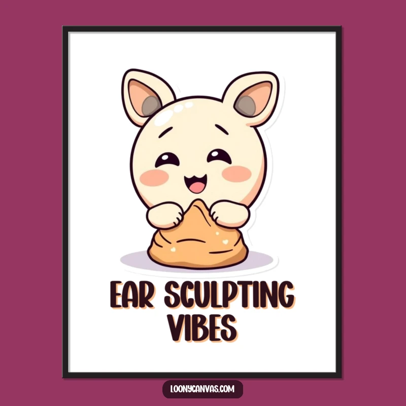 Funny Circle Sculptor Digital Art: Quirky Ear Art Download, Instant Funny Gift Decor