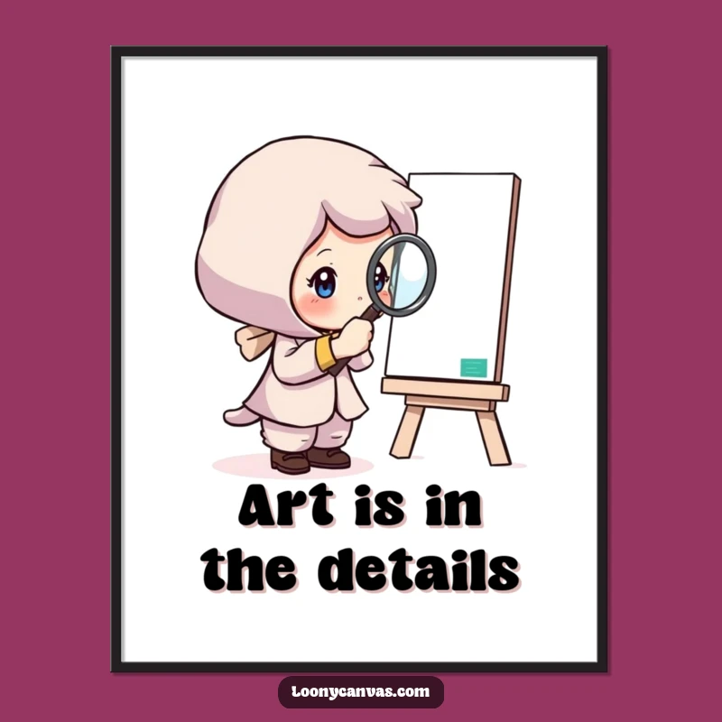 Funny Digital Art: Curious Character Magnifier Print, Detailed Wall Art Funny Gift