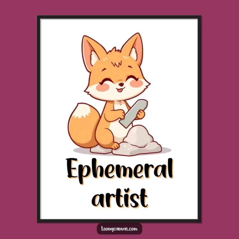 Funny Fox Cloud Sculptor Digital Print: Instant Whimsy for Walls