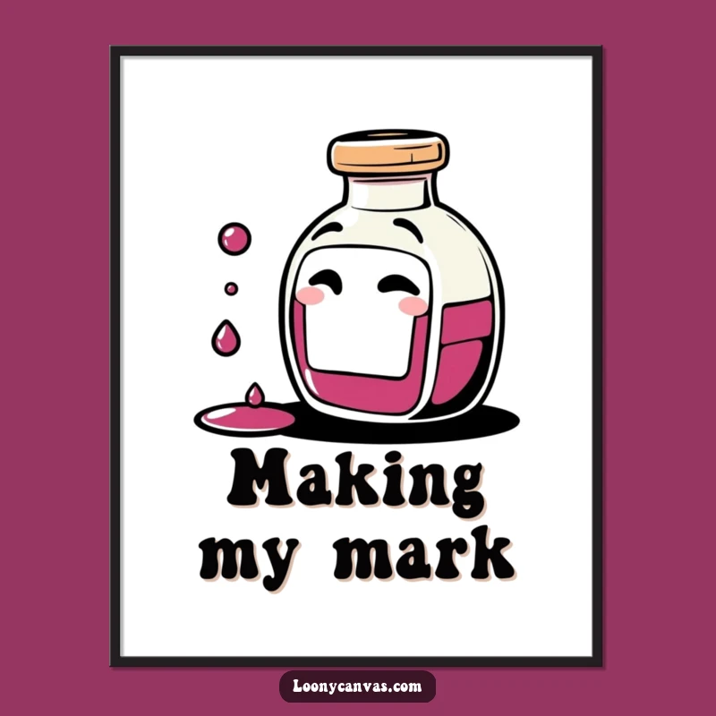 Funny Ink Bottle Digital Art: Giggling Character Spilling Ink for Art Lovers
