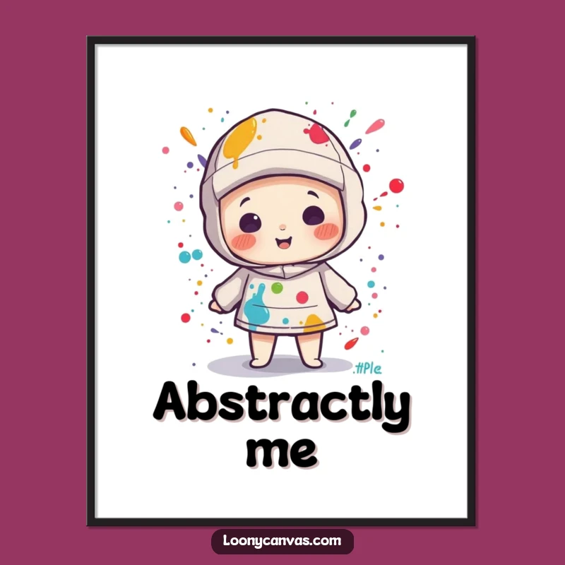 Funny Kawaii Canvas Paint Splatter Digital Art: Instant Artistic Whimsy Print