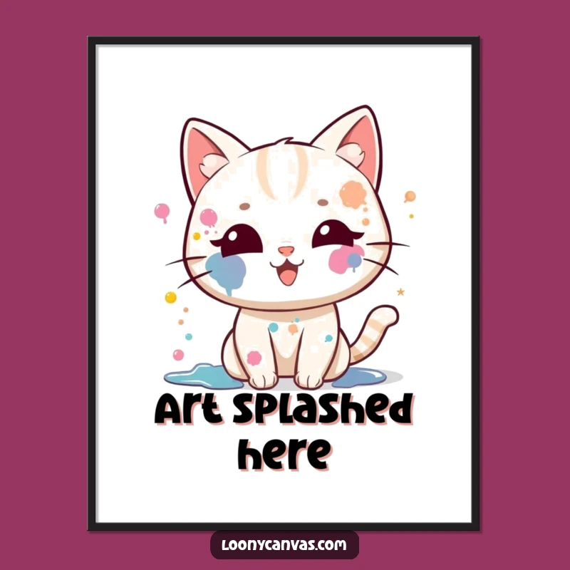 Funny Kawaii Cat Digital Art: Instant Art Splatter Joy
