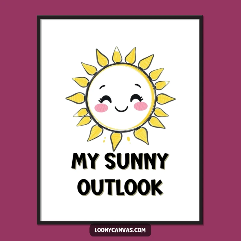 Funny Kawaii Chalk Sun Digital Art: Instant Wobbly Drawing Print for Cheer