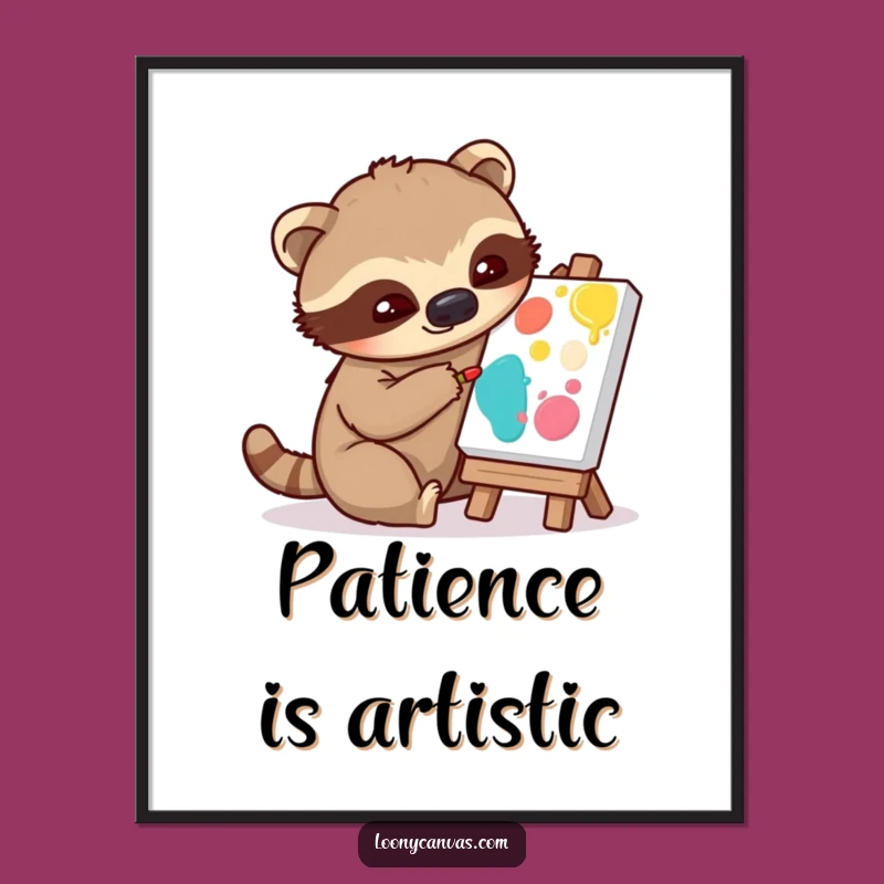 Funny Sloth Artist Digital Print: High-Res Art Of A Slow Painter - Instant Funny Gift!