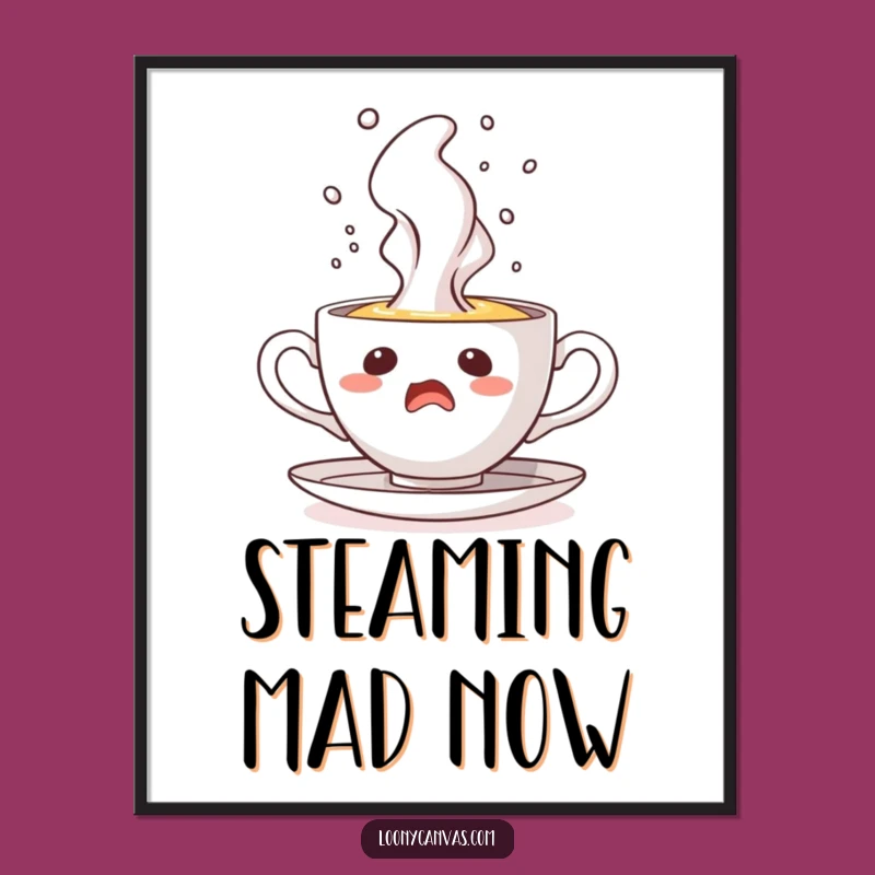 Funny Startled Teacup Geyser Digital Art: Surprise Character for Walls