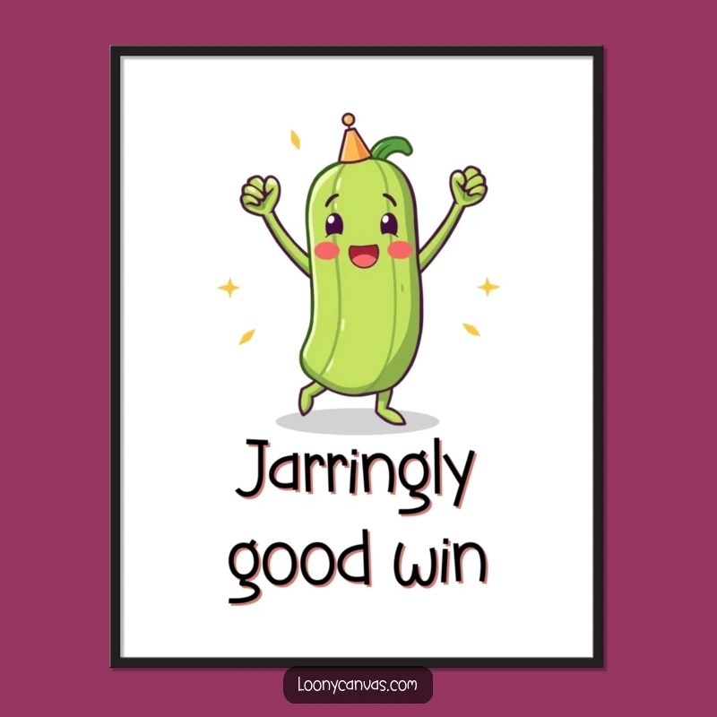 Funny Triumphant Pickle Victory Dance Digital Art: Celebrate Print
