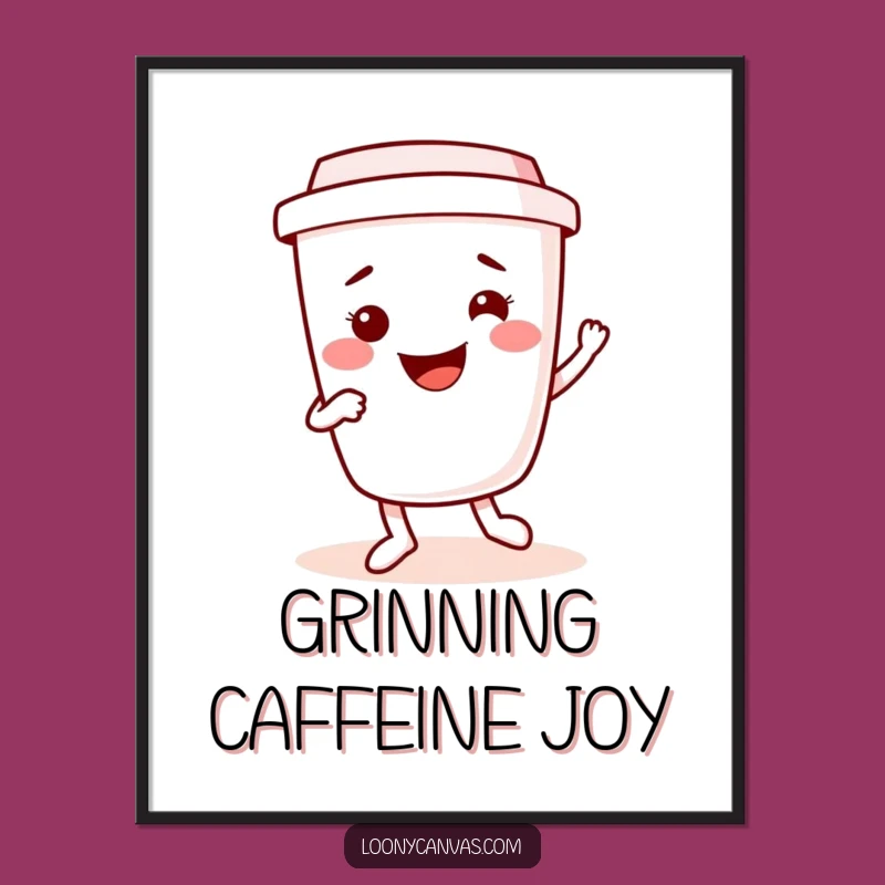 Instant Funny Kawaii Coffee Cup Digital Art, Dancing Jig Decor Gift