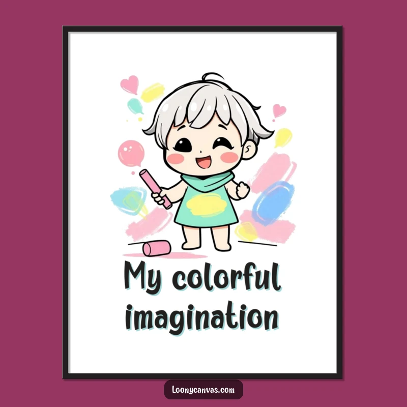 Funny Digital Art Print: Gleeful Chalk Artist Character Abstract Decor Gift