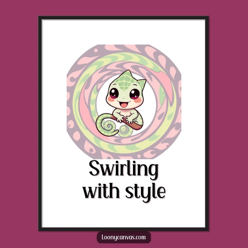 Funny Chameleon Digital Art: Swirling Blend Download, Hilarious Gift for Art Enthusiasts
