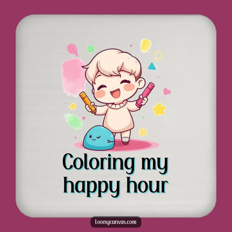 Funny Art Coaster: Gleeful Chalk Shapes, Humorous Drink Protection Funny Gift