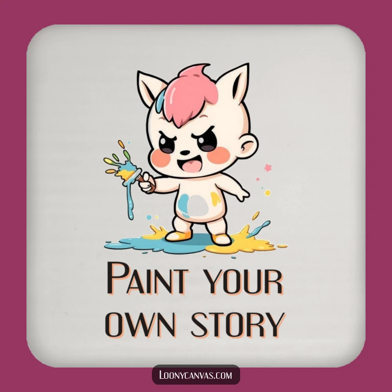 Funny Art Coaster: Mischievous Paint Splatter, Humorous Drink Protection Funny Gift