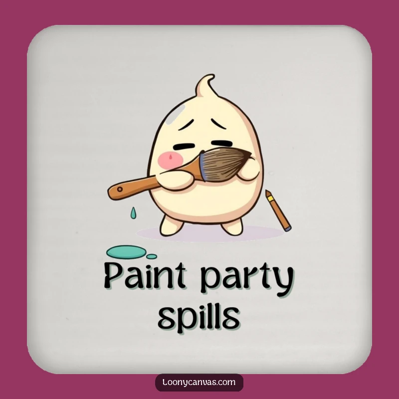 Funny Blob Paintbrush Coaster - Protect Surfaces with Art Laughs