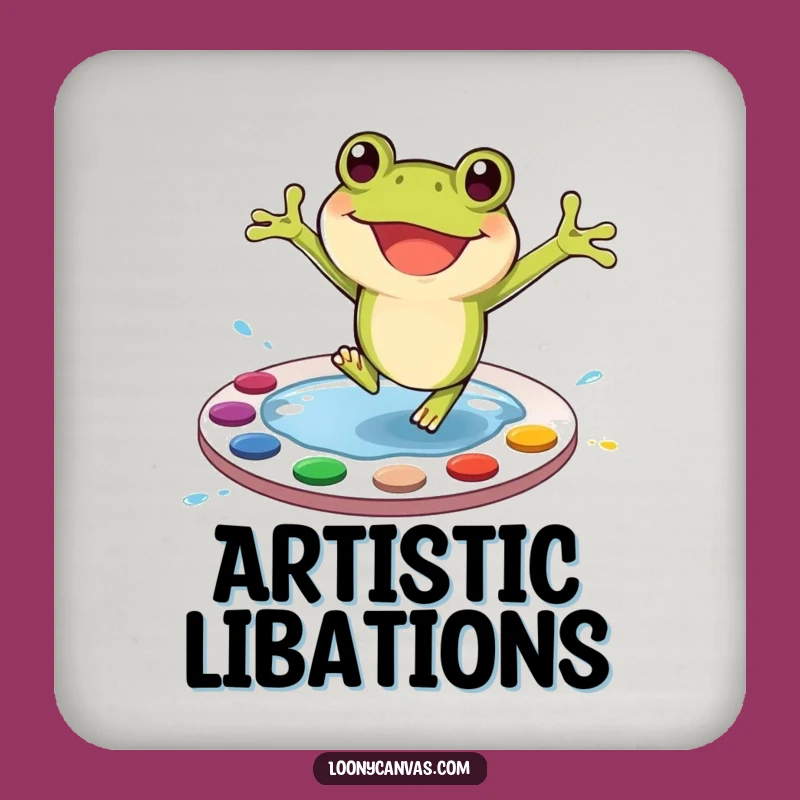 Funny Frog Art Coaster: Joyful Painter Drink Mat, Essential Funny Gift!