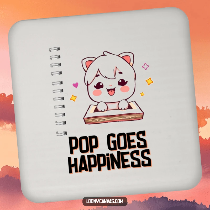 Funny kawaii sketchpad drink coasters, with a cheerful surprise, humorous accessory, a great funny gift.