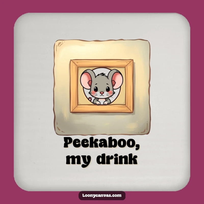 Funny Mouse Peeking Art Coaster - Protect Surfaces Funny Gift for Art Lovers
