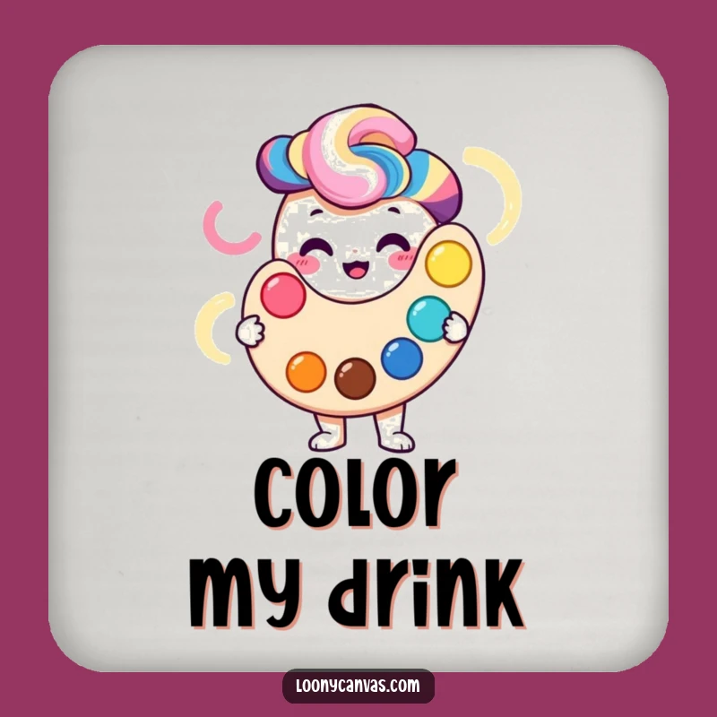 Funny Smiling Palette Coaster: Vibrant Colors Drink Protector Gift