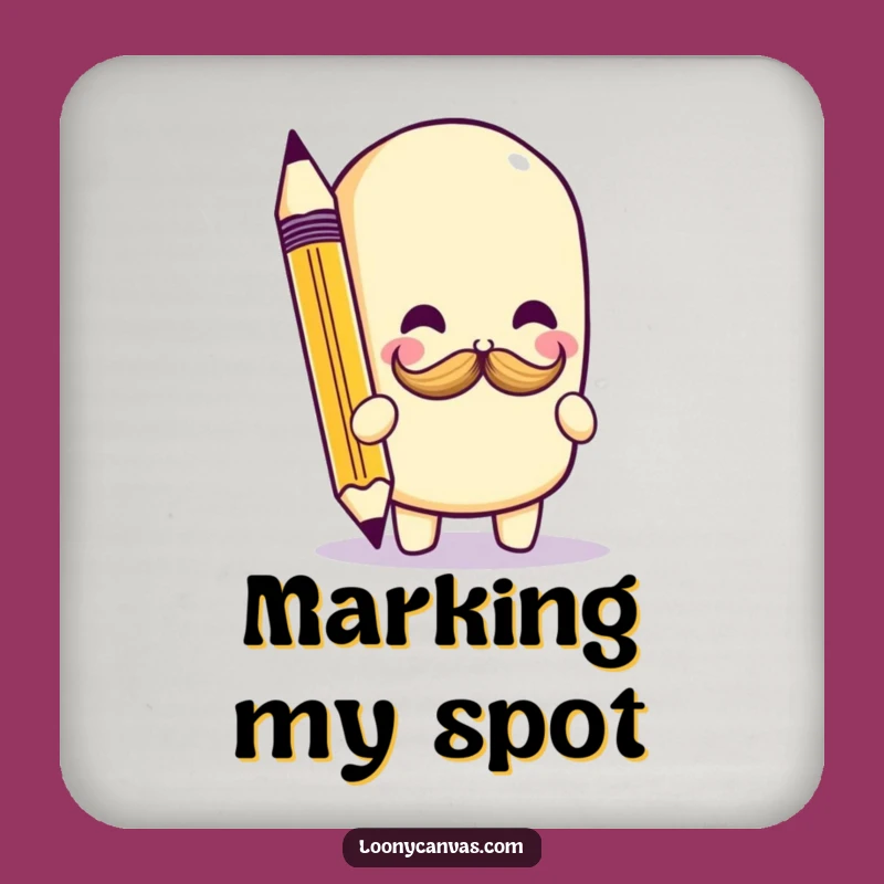 Funny Kawaii Pencil Mustache Coaster: Playful Doodle Art Protector for Surfaces