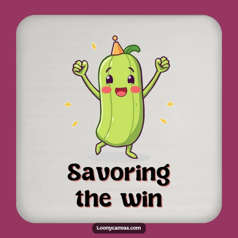 Funny Triumphant Pickle Victory Dance Coaster: Protect Surfaces with Victory
