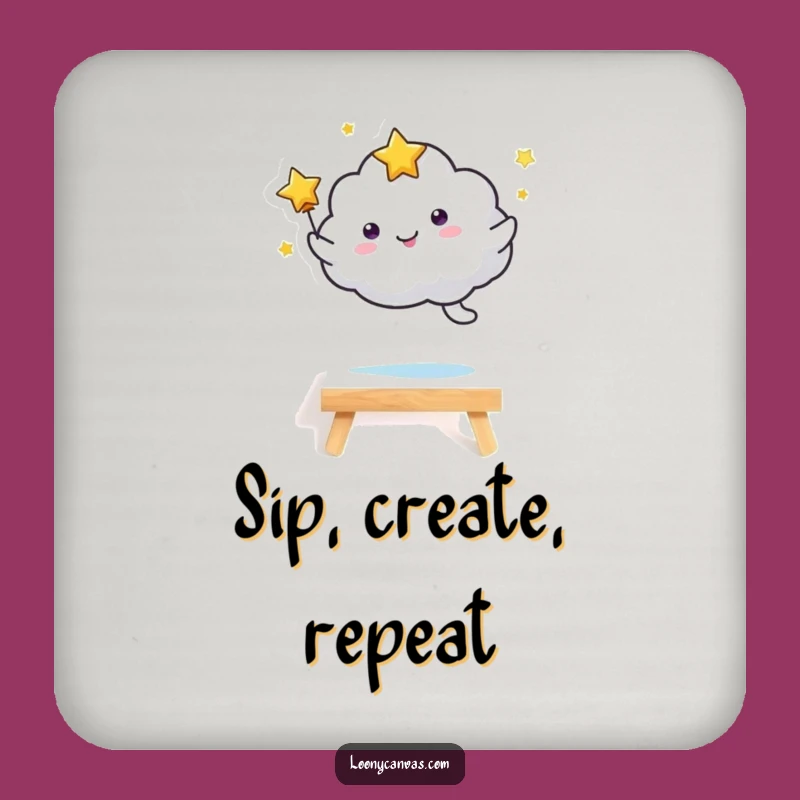 Funny Kawaii Starry Cloud Drink Coaster, Joyful Art Protector Gift