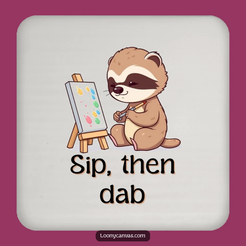 Funny Playful Sloth Painting Coaster: Protect Surfaces with Slow Art