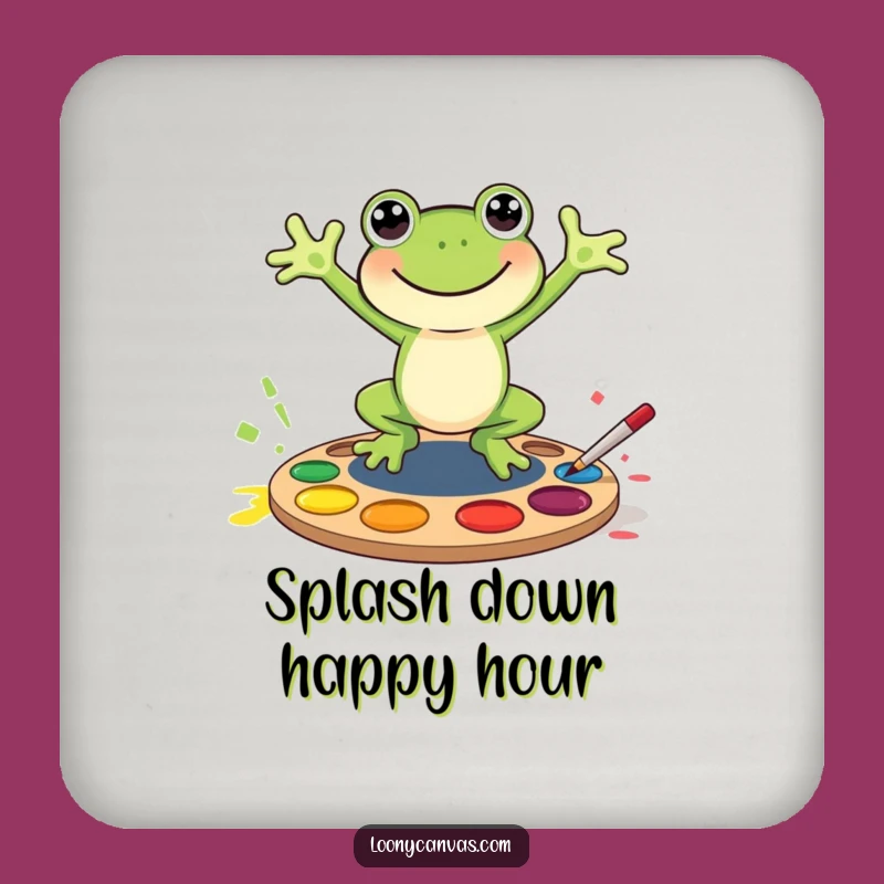 Funny Frog Paint Splash Coaster - Protect Surfaces Funny Art Gift