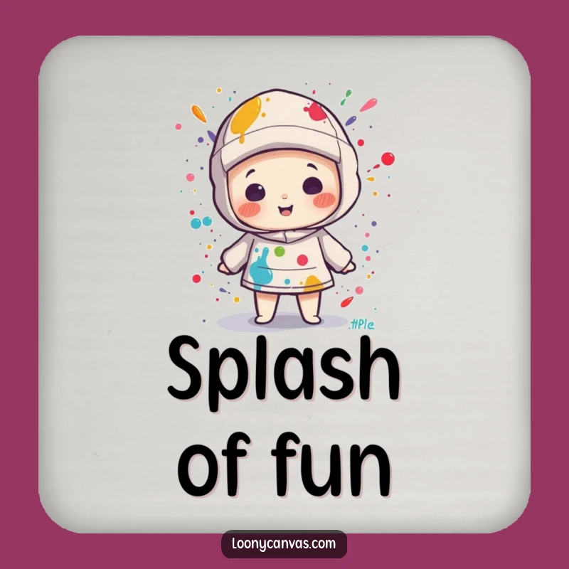 Funny Kawaii Canvas Paint Splatter Coaster: Artistic Protection for Surfaces