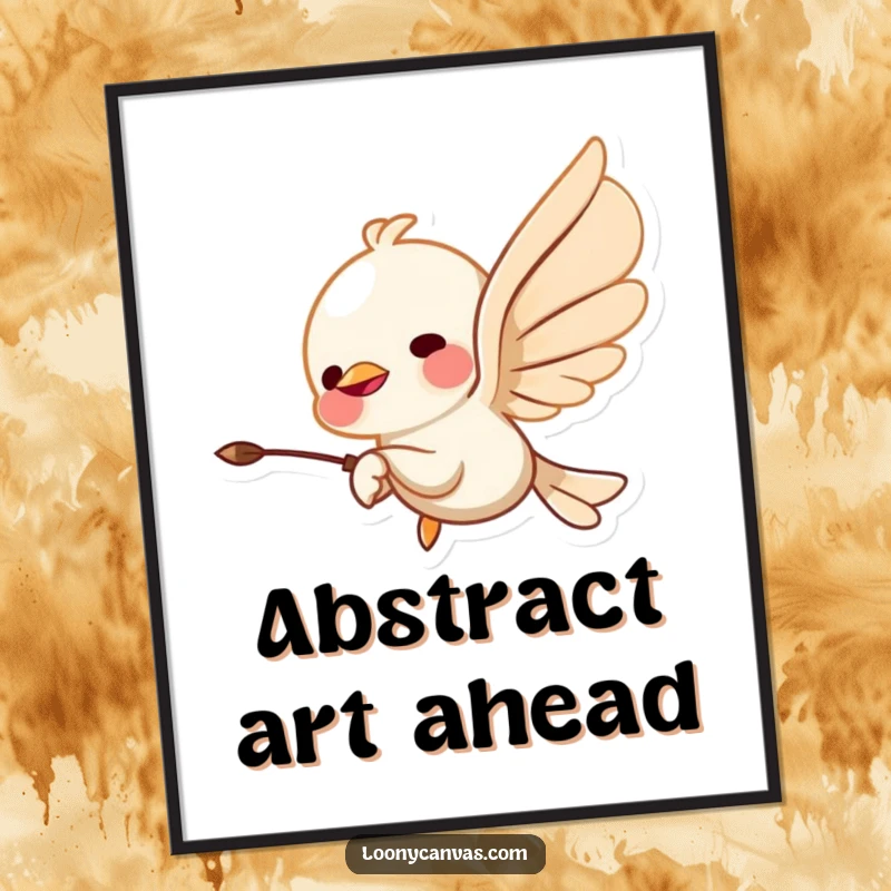 Funny poster depicting a chisel character mid-flight, creating mesmerizing abstract shapes, ideal for adding humorous artistic decor to any space.