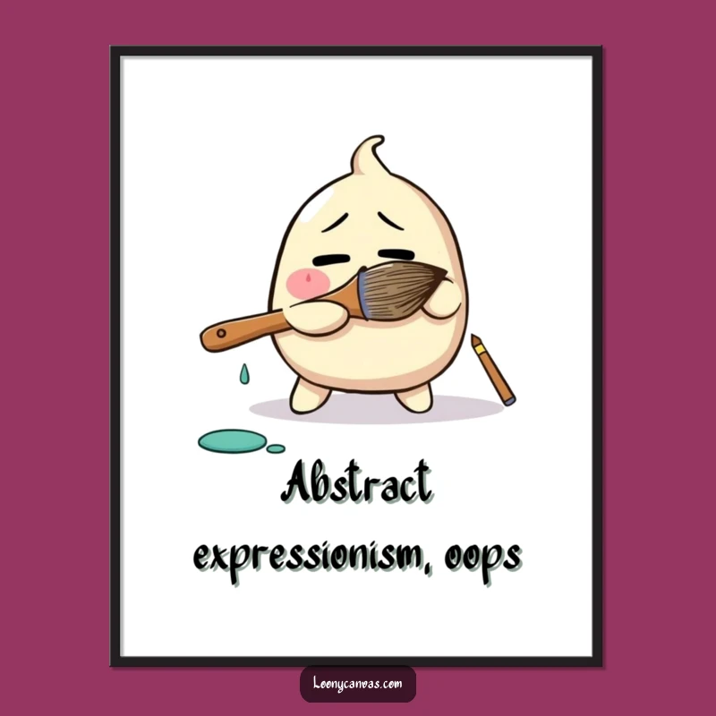 Funny Blob Paintbrush Struggle Poster - Comical Art Wall Decor