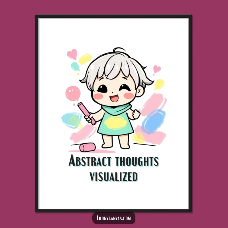 Funny Art Poster: Gleeful Chalk Artist Character Abstract Shapes Print Gift