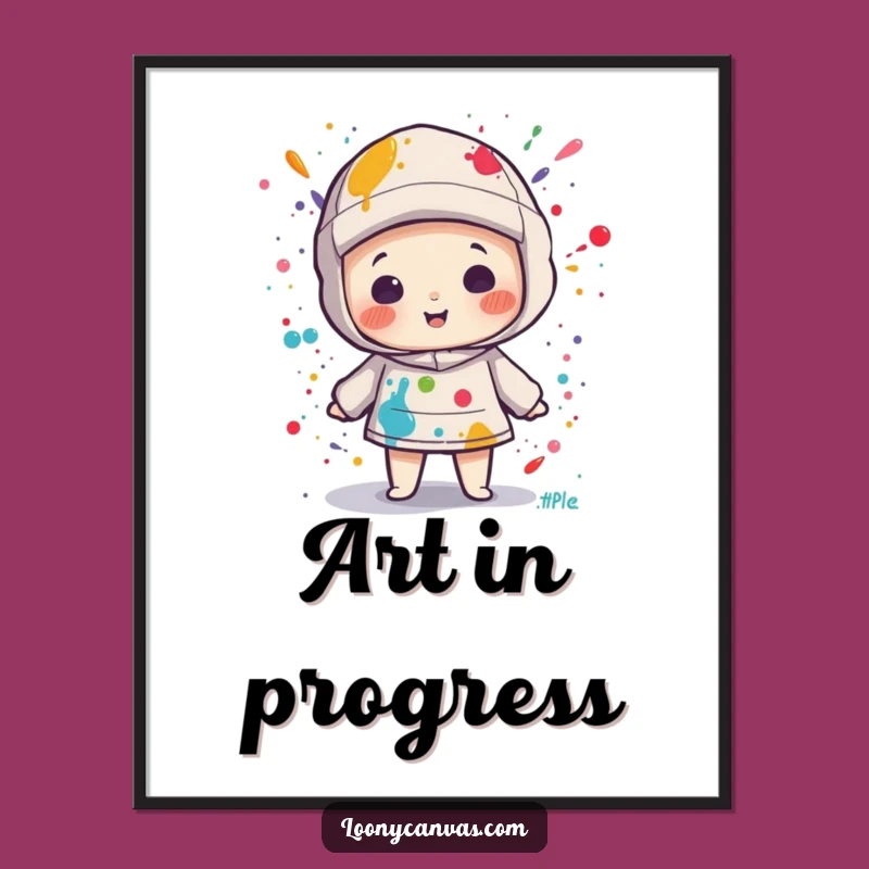 Funny Kawaii Canvas Paint Splatter Poster: Whimsical Art Print for Studios