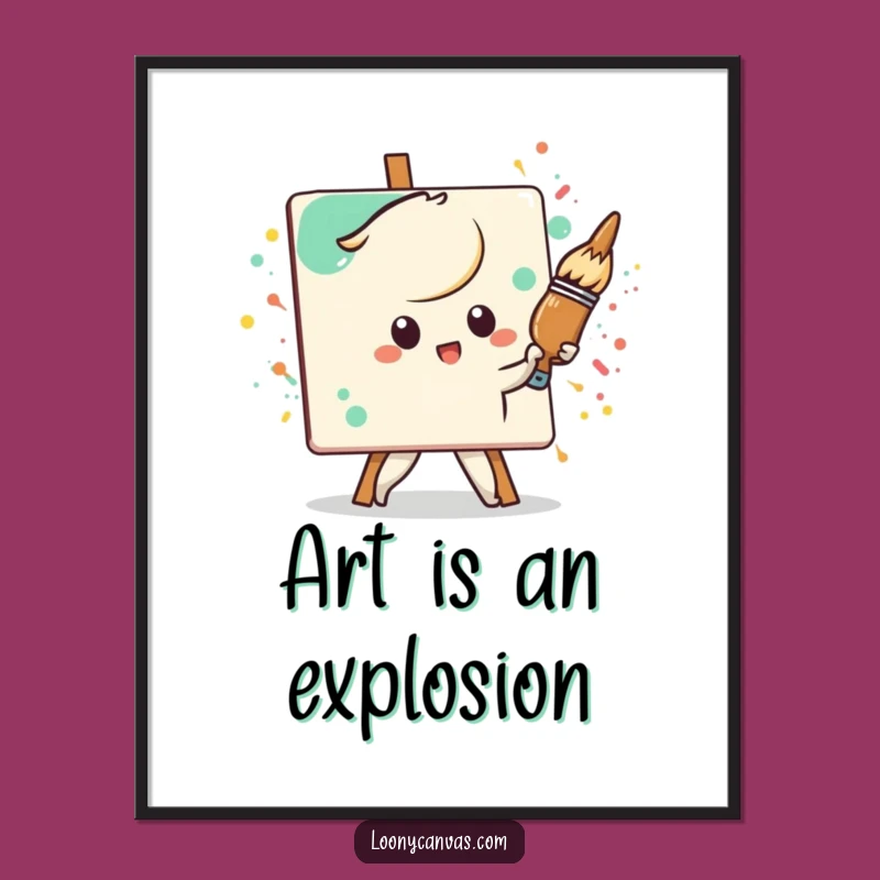Funny Kawaii Paintbrush Poster: Hilarious Art for Your Studio