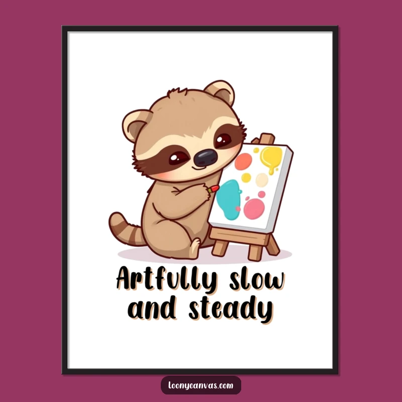 Funny Sloth Art Poster: Slow And Steady Wins The Art Race - Unique Funny Gift!