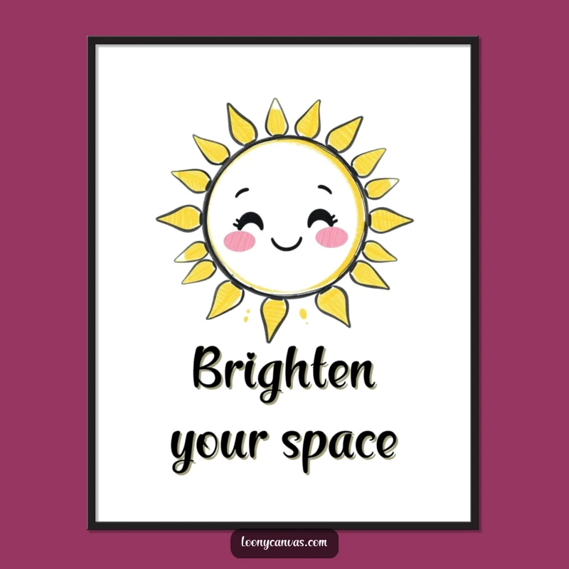 Funny Kawaii Chalk Sun Poster: Wobbly Drawing Art Print for Happy Spaces