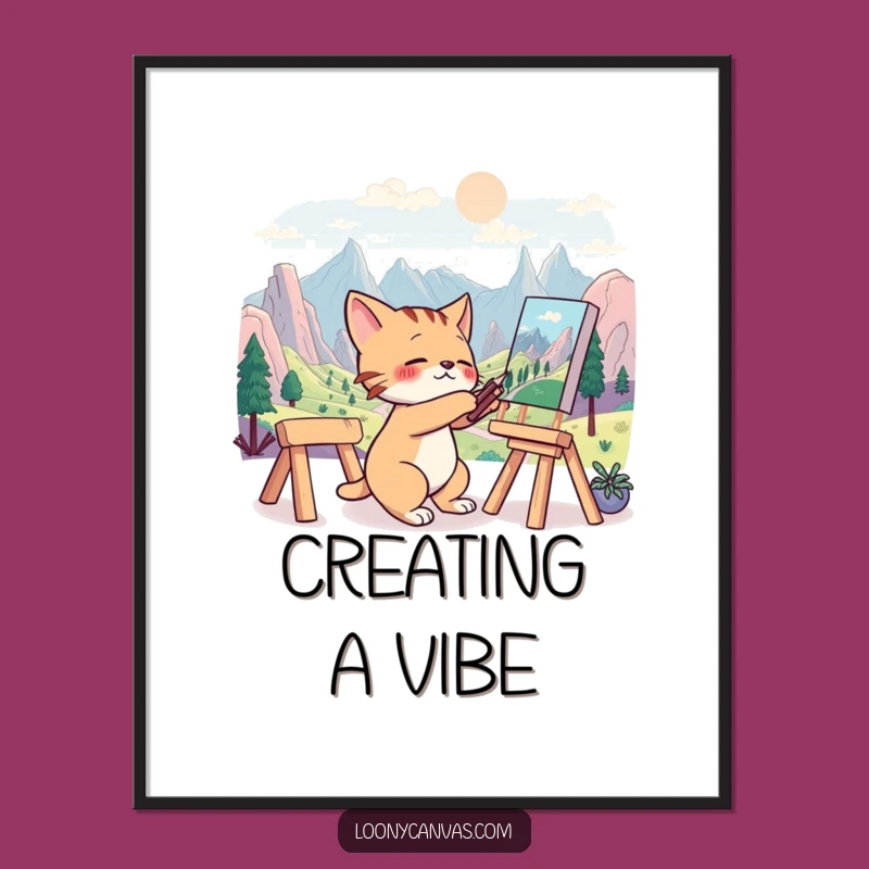 Funny Cat Artist Poster: Surreal Painter Art, Great Funny Gift