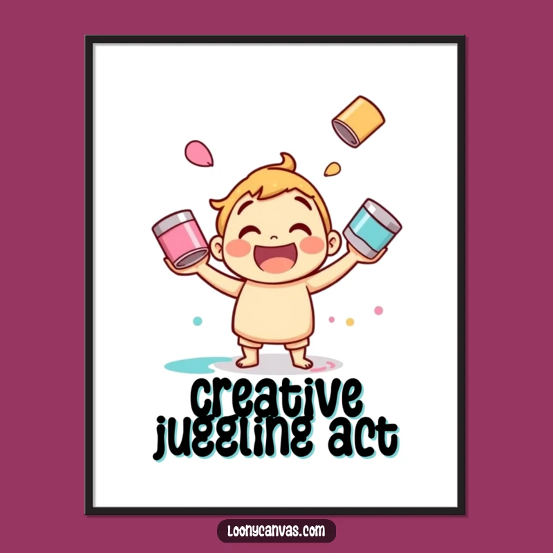 Funny Juggling Paint Poster: Vibrant Wall Art, A Perfect Funny Gift for Studios!