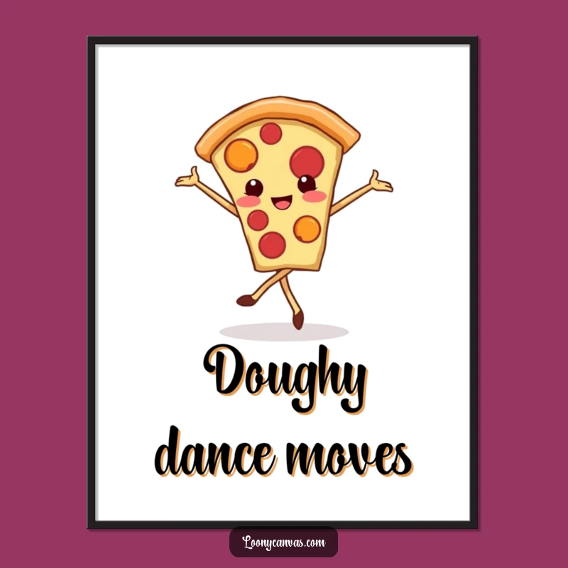 Funny Kawaii Pizza Poster: Dancing Slice For Wall Art