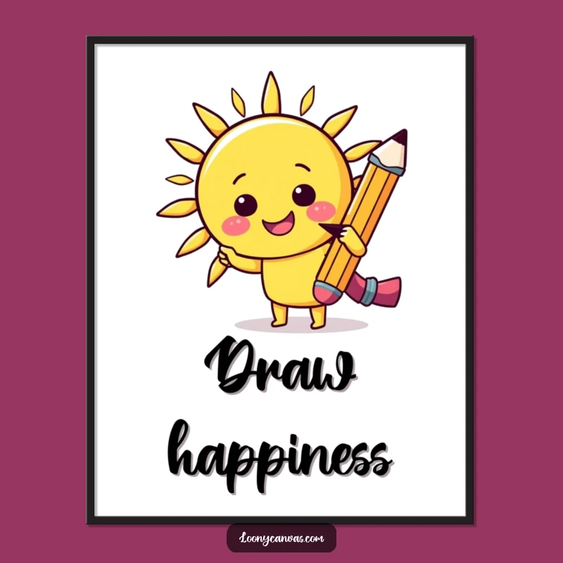 Funny Kawaii Pencil Sun Poster - Cheerful Sketch Art, Hilarious Wall Decor Gift