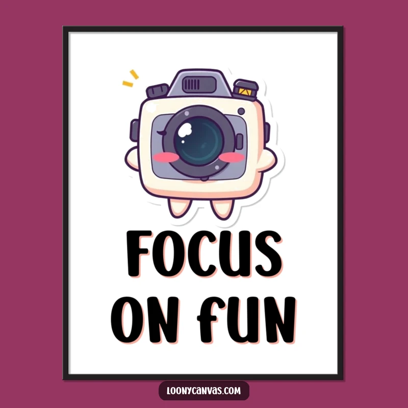 Funny Kawaii Camera Grin Poster: Whimsical Photo Humor Art Print for Walls