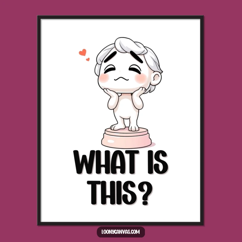 Funny Confused Sculpture Poster: Hilarious Art Gallery Wall Decor