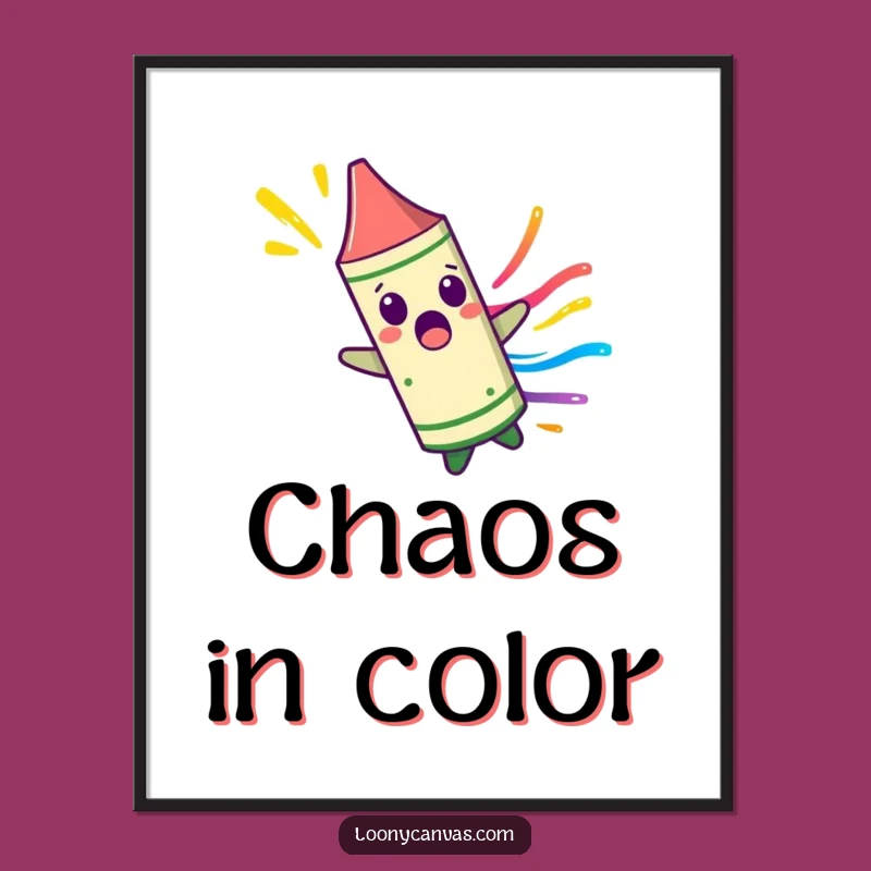 Funny Crayon Poster: Surprised Character Spinning, Colorful Wall Art