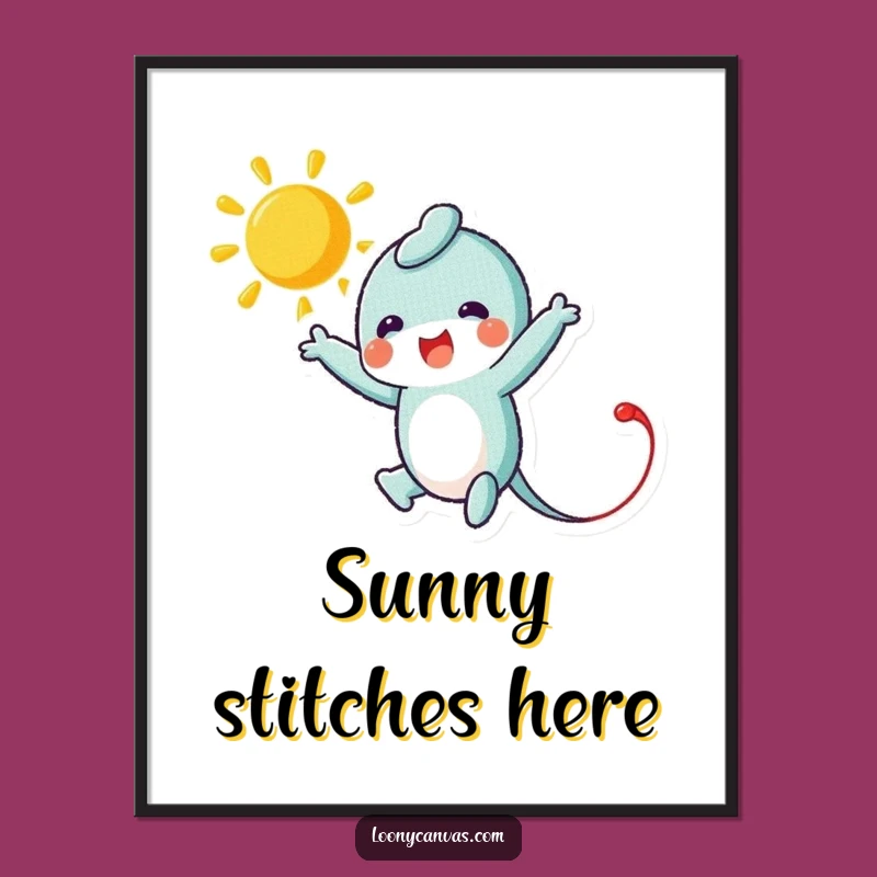 Funny Needle Poster: Stitching Sun Art, Hilarious Wall Decor Gift for Craft Rooms