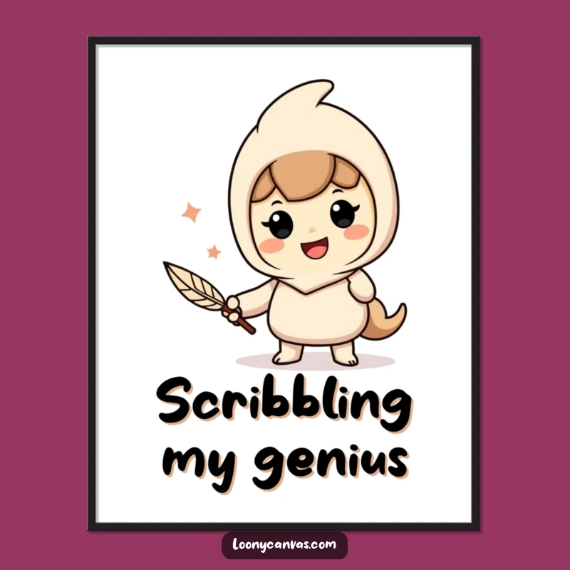 Funny Writing Poster: Cheerful Quill Pen Enthusiast, Inspiring Literary Art Gift