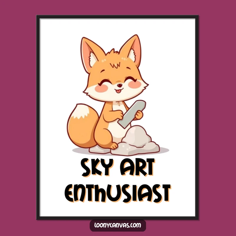 Funny Fox Cloud Sculptor Poster: Whimsical Art for Your Walls